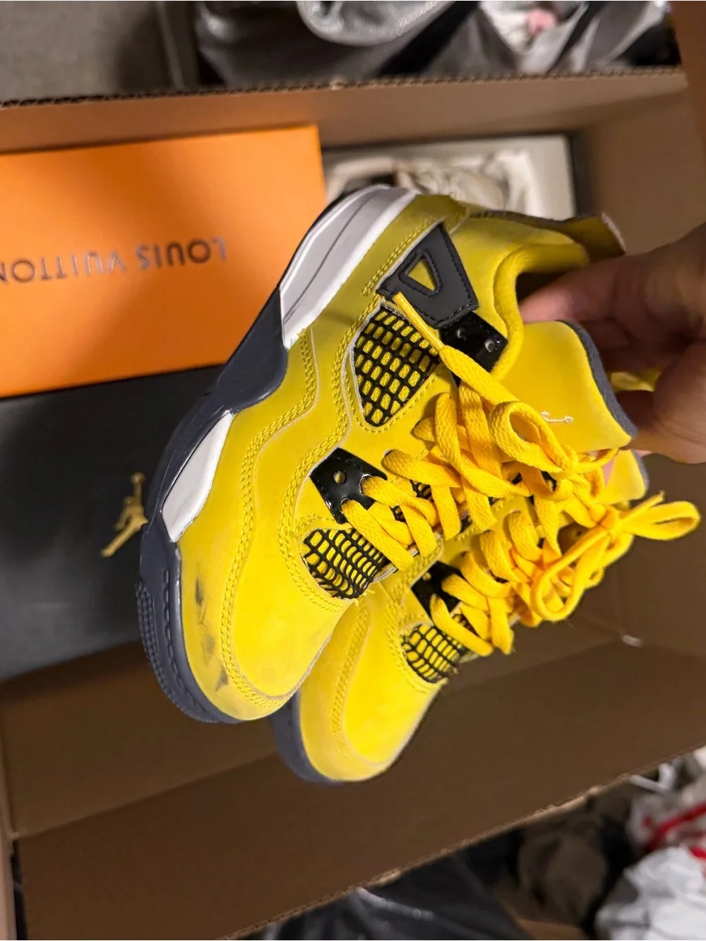 Jordan Kids Yellow and Black Retro Mesh Sneakers